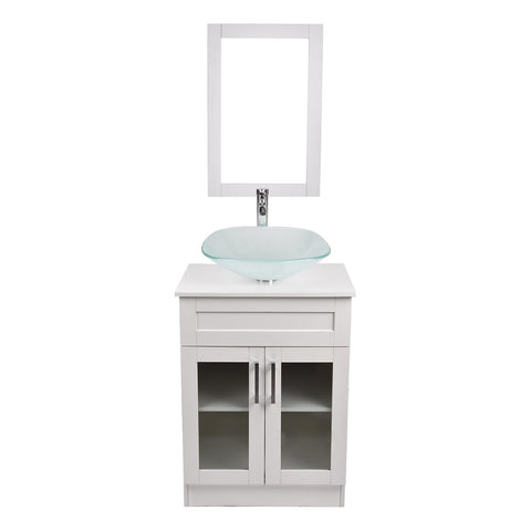 24 inch Bathroom Vanity Combo Modern MDF Cabinet with Vanity Mirror