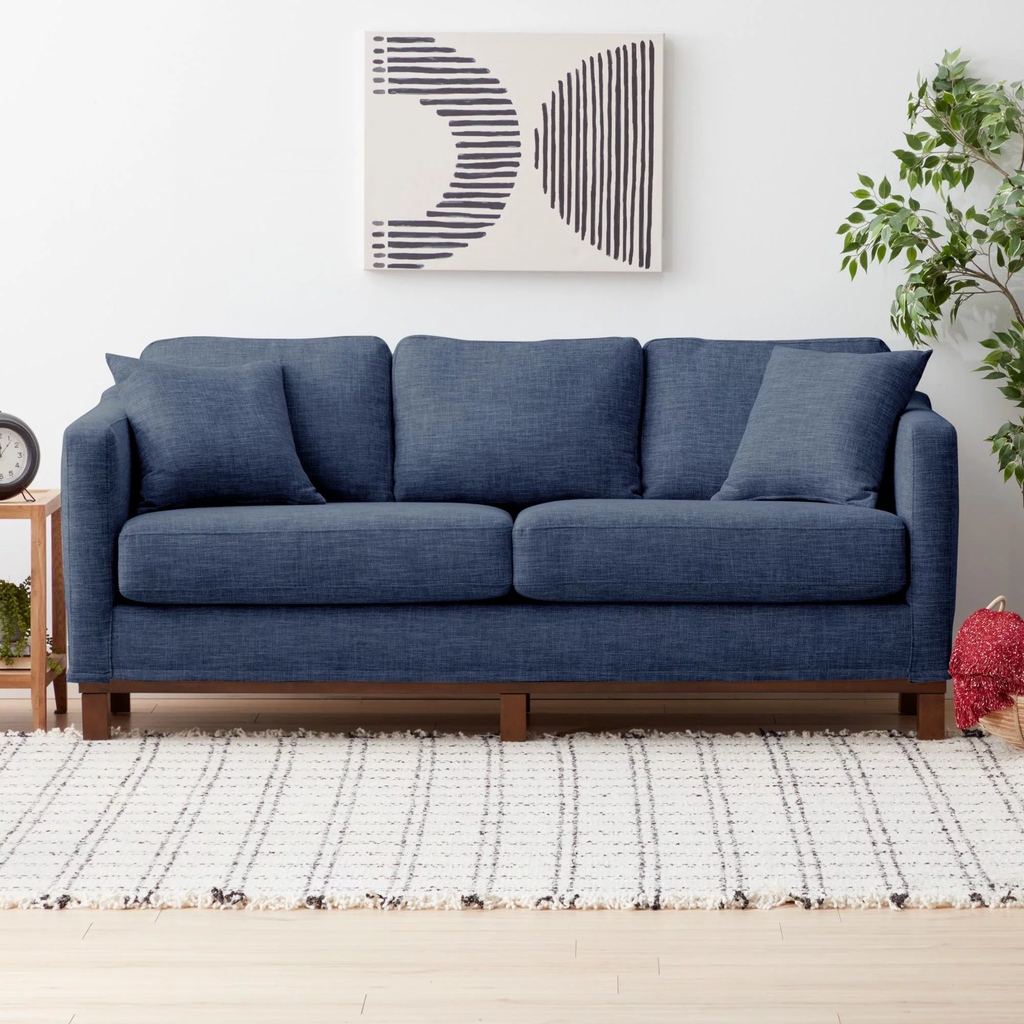 Best HD Pictures about  Gap Home Upholstered Wood Base Sofa Oat  with No AI Images
