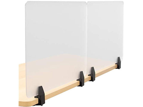 Dual Frosted Plexiglass 30 X 18 Inch Clamp-On Desk Privacy Panels
