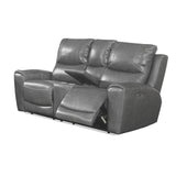 Leather Power Reclining Console Loveseat