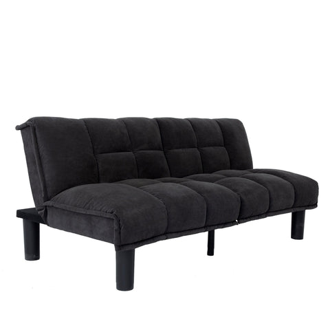 Mainstays Tufted Microfiber Futon, Black Faux Suede Fabric