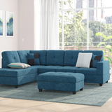 Mauzy 103.5" Wide Linen Left Hand Facing Sofa & Chaise with Ottoman