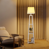 WAMPAT Exclusive Design Floor Lamp with 3-Level Shelves and Lampshade