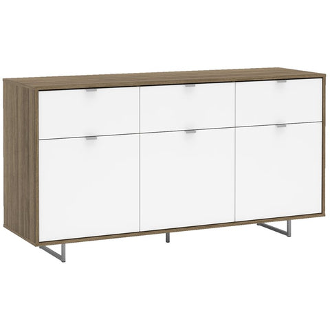 Polifurniture Montana 59" Engineered Wood Sideboard in White and Walnut