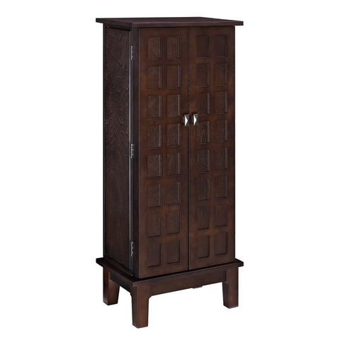 Double Door Jewelry Armoire in Brown