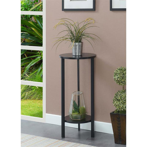 Graystone 31-Inch Plant Stand in Black Wood and Metal Frame