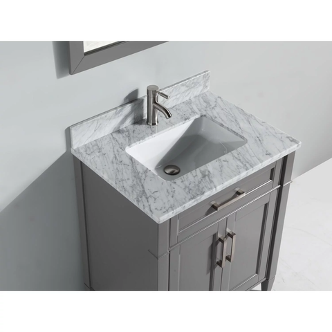 Vanity Art 24 inch single sink bathroom vanity set with carrara marble vanity top-gray