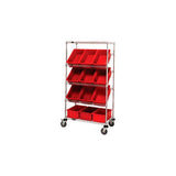 Easy Access Slant Shelf Wire Cart 12 3-1/2"H Grid Containers