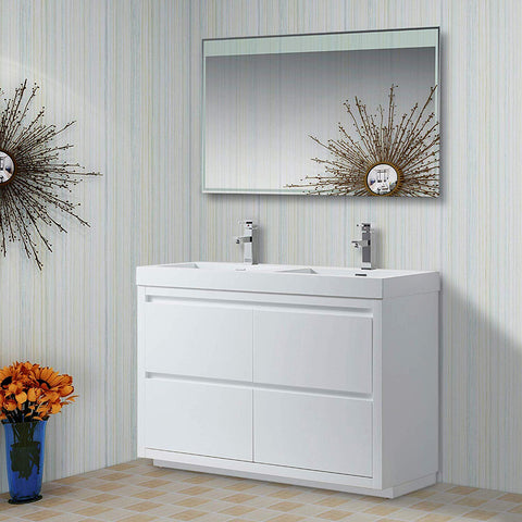Vanity Art 48" Double Sink Floor Standing Wall Mount Bathroom Vanity