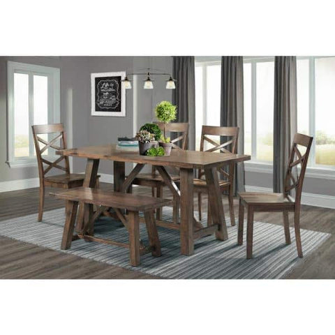 Regan 6-Piece Dining Table Set with 4 Side Chairs and Bench