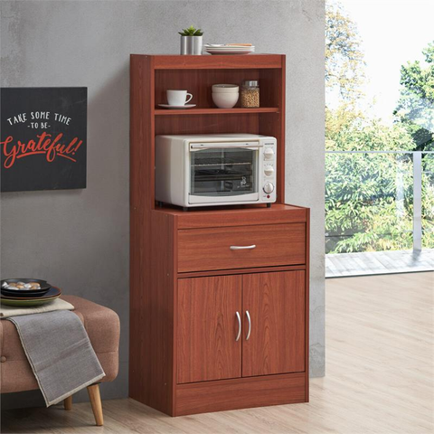 54" Tall Open Shelves 2-Door 1-Drawer Kitchen Cabinet