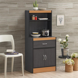 54" Tall Open Shelves 2-Door 1-Drawer Kitchen Cabinet