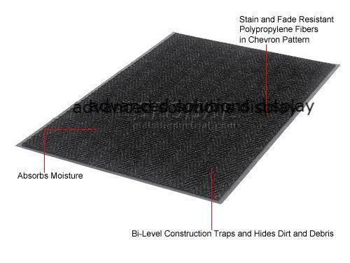 Delta Ribbed Lightweight Indoor Entrance Doormat, 80x50cm, Charcoal