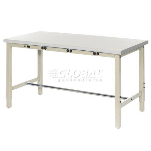72"W x 30"D Production Workbench with Power Apron - Plastic Laminate Safety Edge - Tan