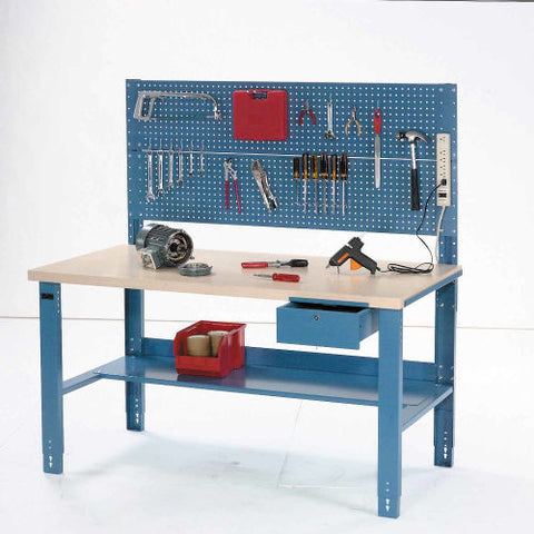 60"W x 30"D Complete Industrial Workbench - Plastic Laminate Square Edge - Blue