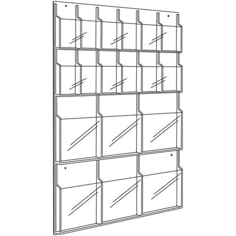 Safco Magazine/Pamphlet Display Rack, 18 Pocket(s) - 45" Height x 30" Width x 2" Depth - Wall Mountable - Clear - Plastic - 1Each