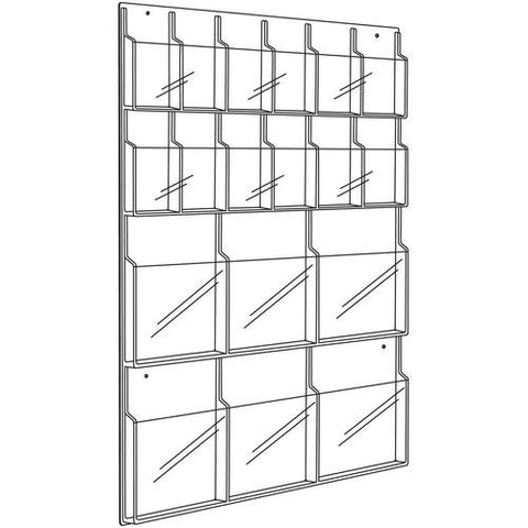 Safco Magazine/Pamphlet Display Rack, 18 Pocket(s) - 45" Height x 30" Width x 2" Depth - Wall Mountable - Clear - Plastic - 1Each