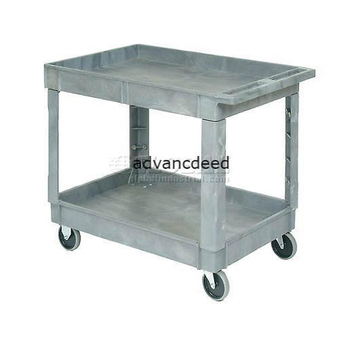Plastic 2 Shelf Tray Service & Utility Cart 40x26, 5" Rubber Casters