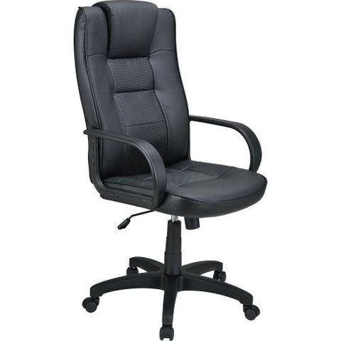 Executive Office Chair with Headrest - Breathable Leather - High Back - Black