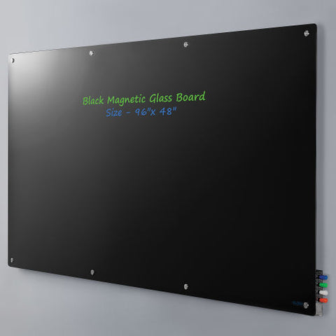 Magnetic Glass Dry Erase Board - 96 x 48" - Black
