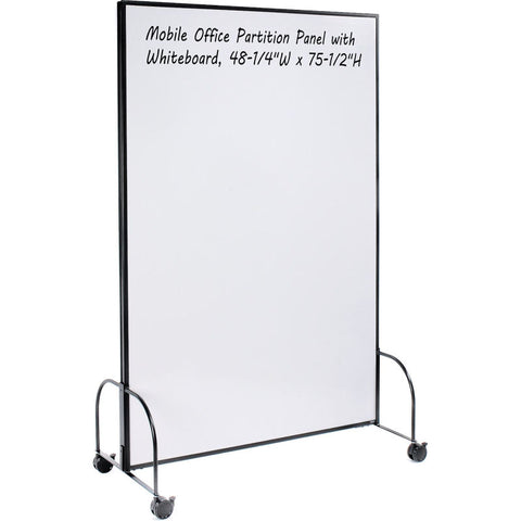 Mobile Office Partition Panel with Whiteboard, 48-1/4"W x 75-1/2"H
