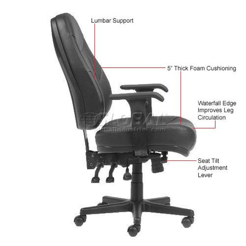 Executive Multifunctional Office Chair - Leather - High Back - Black