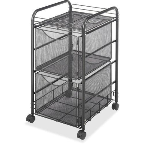 Safco Onyx Double Mesh Mobile File Cart, 2 Shelf - 2 Drawer - 4 Casters - 1.50" Caster Size - 15.8" Width x 17" Depth x 27" Height - Black Steel Frame - Black