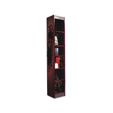 Alera Narrow Profile Bookcase, Wood Veneer, Six-Shelf, 12w x 11-3/4d x 72h, Mahogany