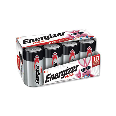 Energizer MAX Alkaline D Batteries, 1.5V, 8/Pack