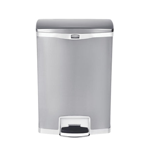 Slim Jim Step-On 24 Gal. White Stainless Steel Front Step Trash Can