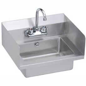 Elkay EHS-18-SDX Wall Economy Hand Sink w/ 14x10x5-in Bowl & Faucet, L-R Splash, Overflow