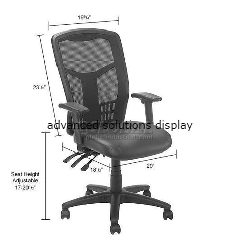 Multifunction Mesh Office Chair with Arms - Leather - Black