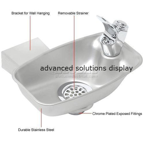 Elkay, Wall Mounted Drinking Fountain, Bracket Style, Stainless Steel, EDF15R