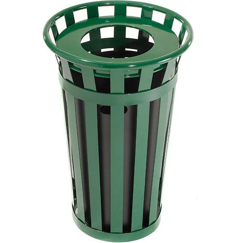 Outdoor Metal Waste Receptacle - 24 Gallon Green