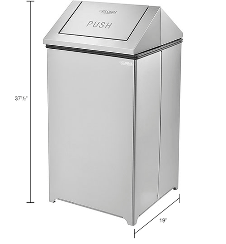 asd Stainless Steel Swing Top Receptacle - 40 Gallon